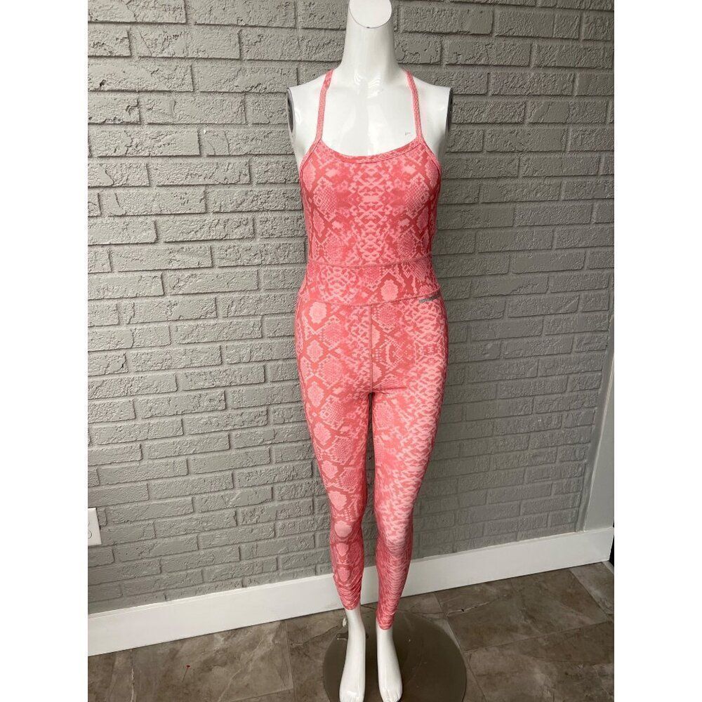 Nova sport Women Pink Snake Print Bodysuit Size S